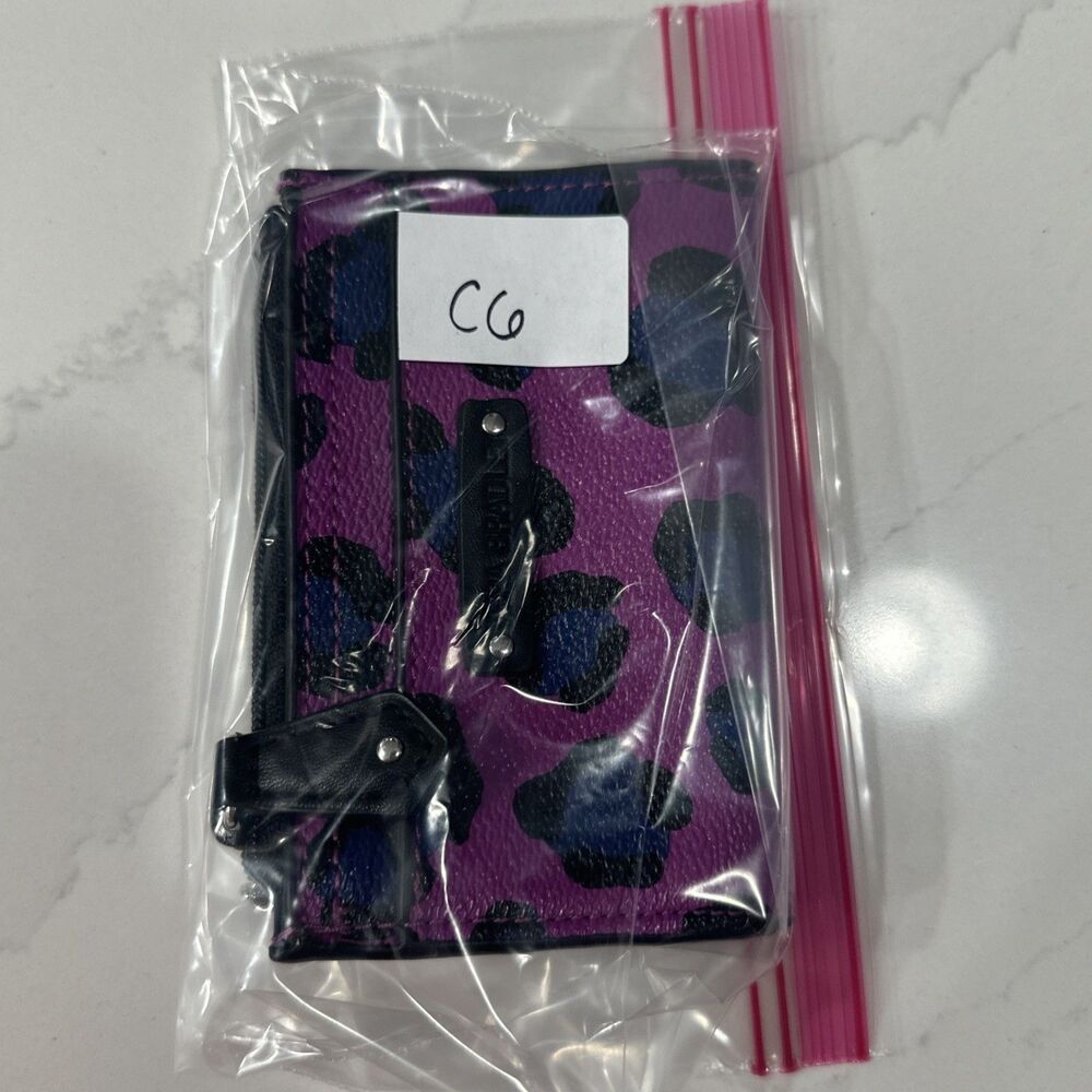 Vera Bradley Purple Leopard Print Faux Leather Slim Coin Purse Card Holder - Picture 8 of 8